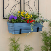 ACHLA Galvanized Steel Flower Box Planter Medium 24in | Classic Windowbox Nantucket Blue | Balcony & Entryway Container Garden | Model C-20NB
