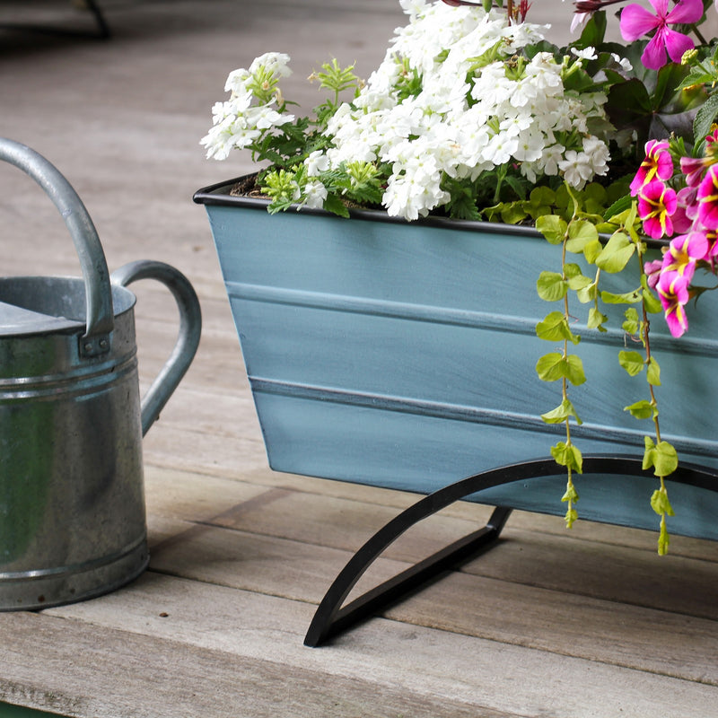 ACHLA Odette Medium Flower Box Stand | Wrought Iron and Galvanized Steel | Patio & Balcony Container Gardening | 10 x 24 x 12 in | Model C-20NB-S