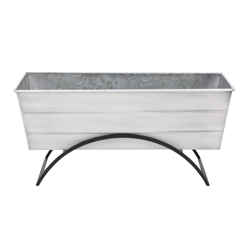ACHLA Odette 24in Medium Flower Box Stand | Wrought Iron and Galvanized Steel | Patio & Balcony Container Gardening | 10 x 24 x 12 in | Model C-20W-S