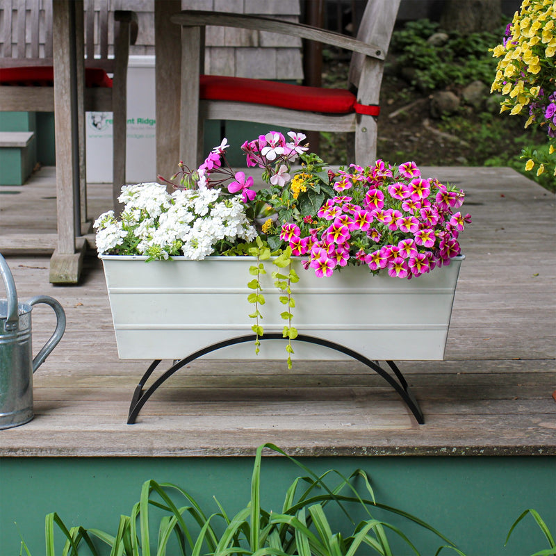 ACHLA Odette 24in Medium Flower Box Stand | Wrought Iron and Galvanized Steel | Patio & Balcony Container Gardening | 10 x 24 x 12 in | Model C-20W-S