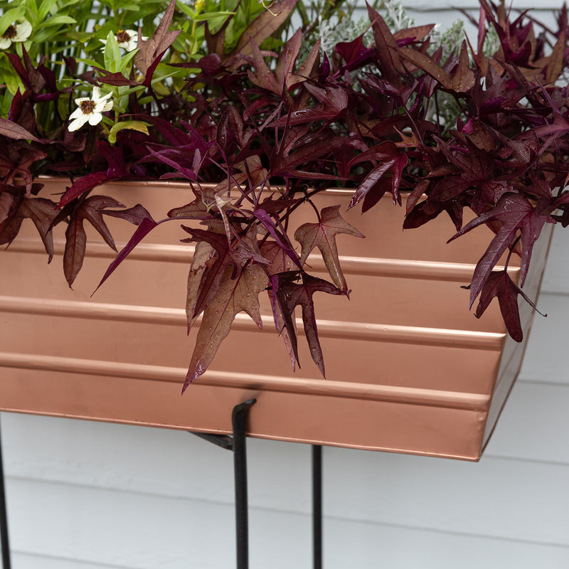 ACHLA Copper Plated Window Box 35.5in | Rustic Tin with Copper Finish | Deck & Window Planter | 35.5 x 12 x 9 in | Model C-21C