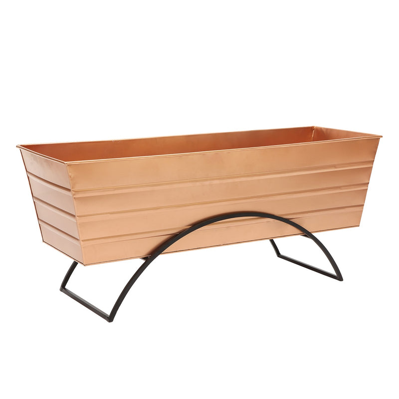 ACHLA Odette Large Flower Box Stand | Copper Plated Galvanized Steel and Black Wrought Iron | Patio & Balcony Container Gardening | Model C-21C-S