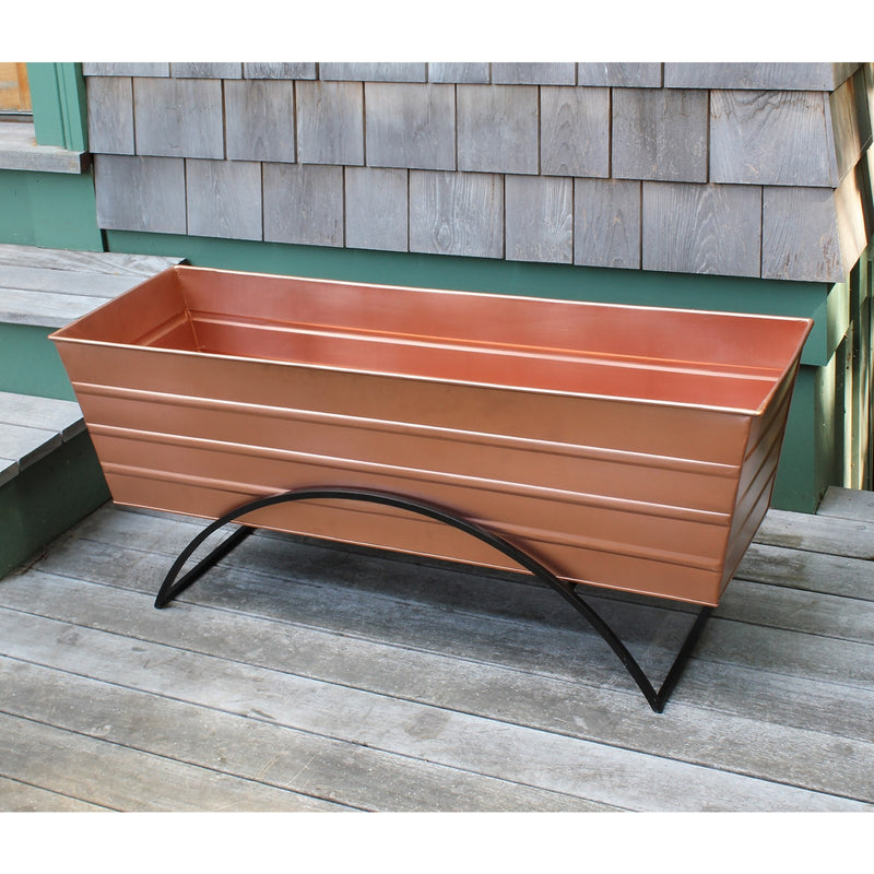 ACHLA Odette Large Flower Box Stand | Copper Plated Galvanized Steel and Black Wrought Iron | Patio & Balcony Container Gardening | Model C-21C-S