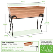 ACHLA Flora 25in Flower Box Stand | Copper Plated Steel and Black Wrought Iron | Patio & Balcony Container Gardening | Model C-21C-S3