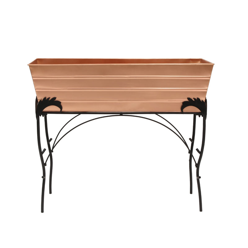 ACHLA Large 30in Flower Box Stand | Copper Plated Galvanized Steel and Black Wrought Iron | Patio & Balcony Container Gardening | Model C-21C-S4