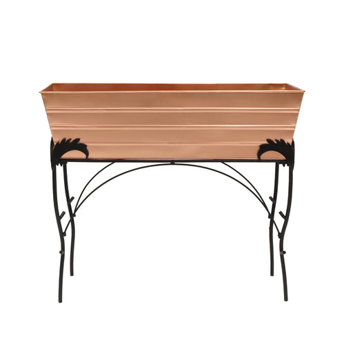 ACHLA Large 30in Flower Box Stand | Copper Plated Galvanized Steel and Black Wrought Iron | Patio & Balcony Container Gardening | Model C-21C-S4