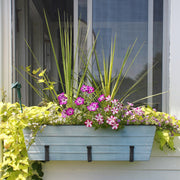 ACHLA Galvanized Steel Flower Box Planter Large | Classic Window Box Style in Nantucket Blue | Porch, Balcony & Garden Container | Model C-21NB