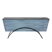 ACHLA Odette Large Flower Box Stand | Nantucket Blue Galvanized Steel and Black Wrought Iron | Patio & Balcony Container Gardening | Model C-21NB-S