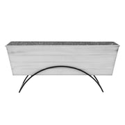 ACHLA Odette Large Flower Box Stand | Cape Cod White Galvanized Steel and Black Wrought Iron | Patio & Balcony Container Gardening | Model C-21W-S