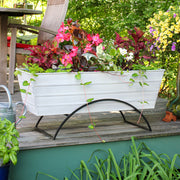 ACHLA Odette Large Flower Box Stand | Cape Cod White Galvanized Steel and Black Wrought Iron | Patio & Balcony Container Gardening | Model C-21W-S