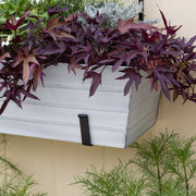 ACHLA Large Flower Box with Wall Brackets | Cape Cod White Galvanized Steel and Black Wrought Iron | Front Porch & Balcony Planter | Model C-21W-WM