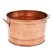 ACHLA Round Steel Tub 16in | Copper Plated Farmhouse Style | Wine Chiller & Log Holder | 16 x 16 x 11 in | Model C-50C