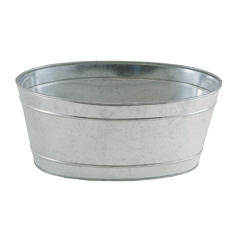 ACHLA Small Oval Galvanized Tub | Rustic Steel Ice Bucket & Planter | Patio & Garden Party | 11 x 16 x 7 in | Model C-51M