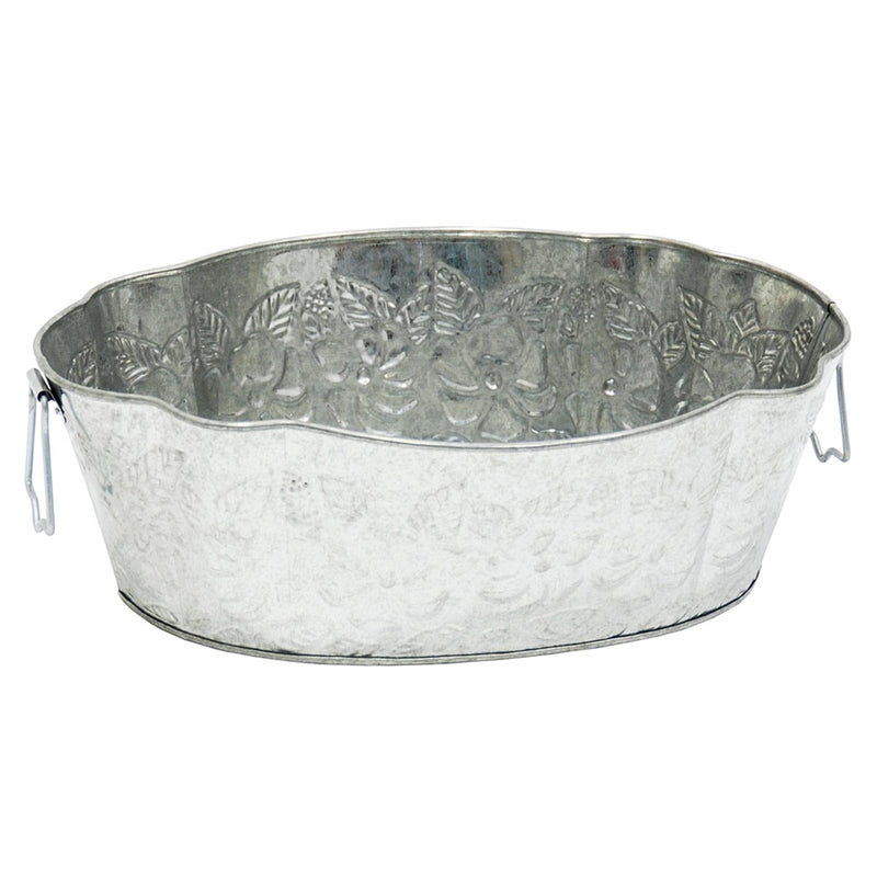 ACHLA Embossed Tub C-52 | Galvanized Steel Log Carrier | Fireplace & Hearth Wood Storage | 20 x 13 x 6.5 in | Model C-52