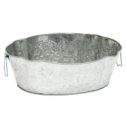 ACHLA Embossed Tub C-52 | Galvanized Steel Log Carrier | Fireplace & Hearth Wood Storage | 20 x 13 x 6.5 in | Model C-52
