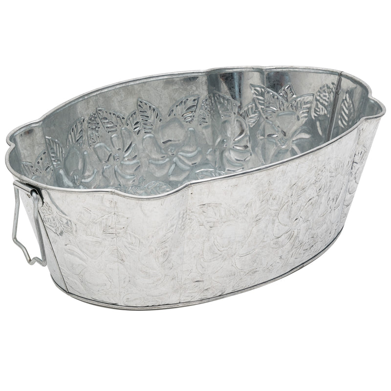 ACHLA Embossed Tub C-52 | Galvanized Steel Log Carrier | Fireplace & Hearth Wood Storage | 20 x 13 x 6.5 in | Model C-52