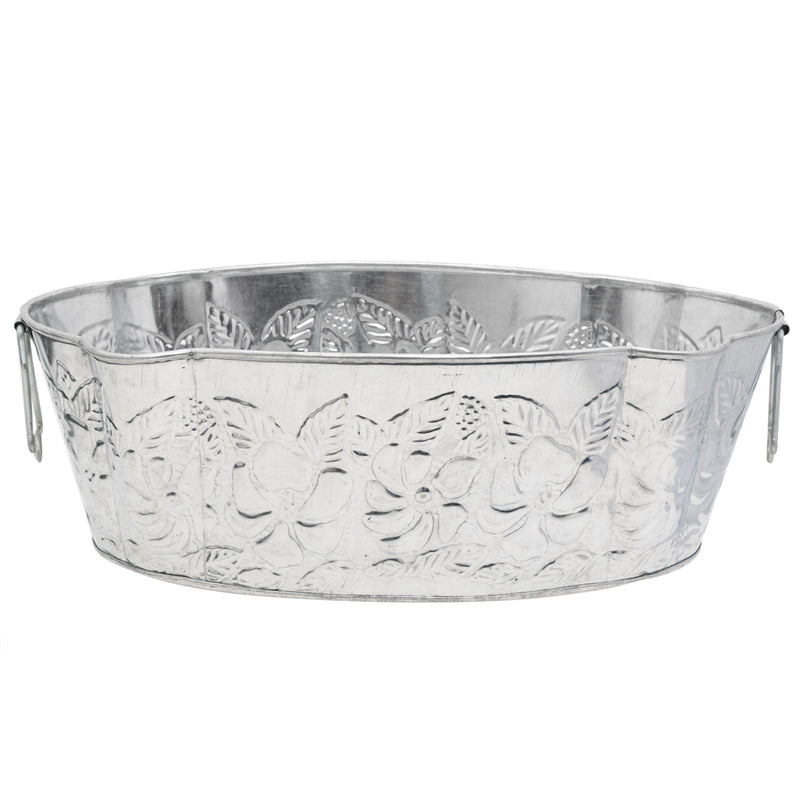 ACHLA Embossed Tub C-52 | Galvanized Steel Log Carrier | Fireplace & Hearth Wood Storage | 20 x 13 x 6.5 in | Model C-52
