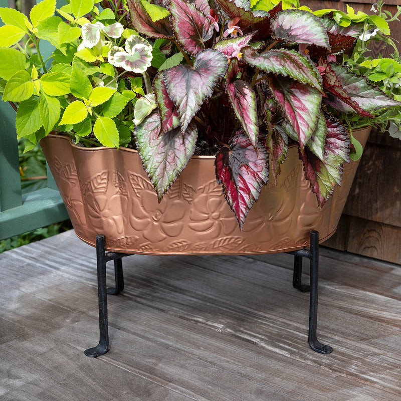 ACHLA Embossed Tub C-52C | Scalloped Copper Steel Log Carrier | Fireplace & Hearth Wood Storage | 20 x 13 x 6.5 in | Model C-52C