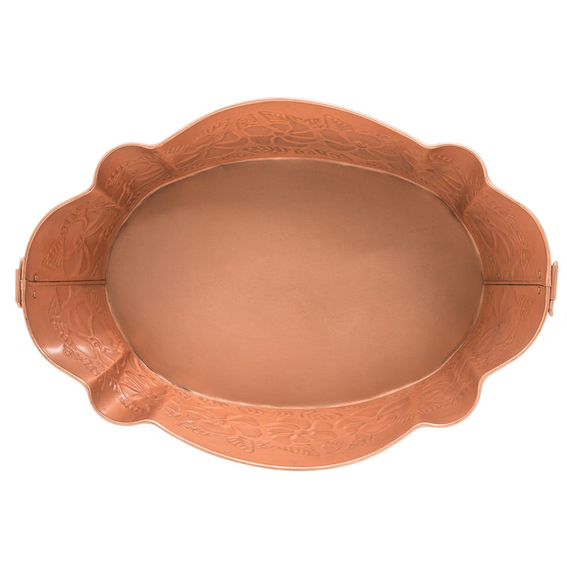 ACHLA Embossed Tub C-52C | Scalloped Copper Steel Log Carrier | Fireplace & Hearth Wood Storage | 20 x 13 x 6.5 in | Model C-52C