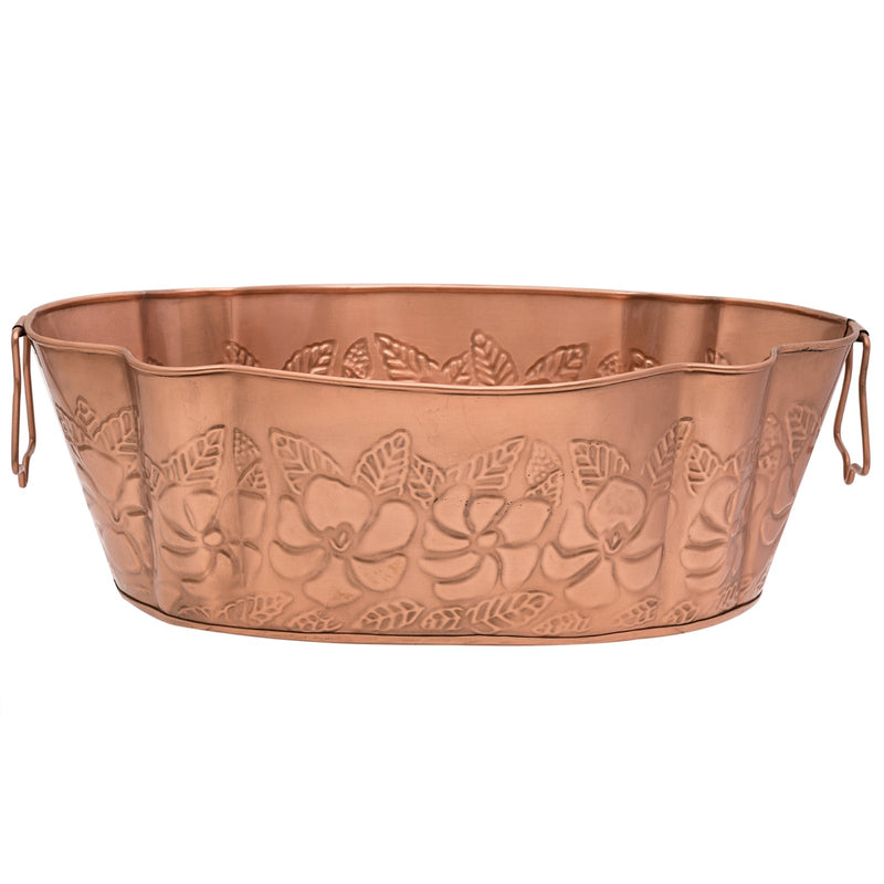 ACHLA Embossed Tub C-52C | Scalloped Copper Steel Log Carrier | Fireplace & Hearth Wood Storage | 20 x 13 x 6.5 in | Model C-52C