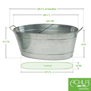 ACHLA Large Oval Galvanized Steel Tub 30.5in | Rustic Farmhouse Log Rack & Planter | Entryway, Porch & Outdoor Use | 30.5 x 15 x 9.5 in | Model C-55