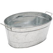 ACHLA Large Oval Galvanized Steel Tub 30.5in | Rustic Farmhouse Log Rack & Planter | Entryway, Porch & Outdoor Use | 30.5 x 15 x 9.5 in | Model C-55