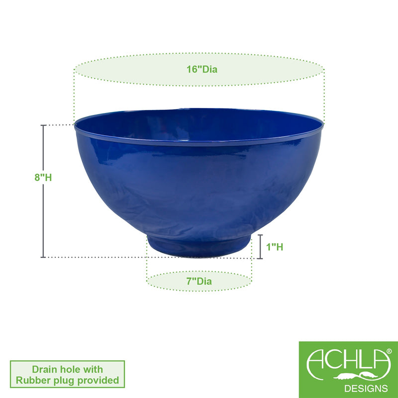 ACHLA Solaria Small Bowl Planter | French Blue Galvanized Steel | Indoor & Outdoor Cachepot for Succulents & Fairy Gardens | Model C-60FB