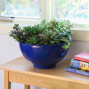 ACHLA Solaria Small Bowl Planter | French Blue Galvanized Steel | Indoor & Outdoor Cachepot for Succulents & Fairy Gardens | Model C-60FB