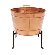 ACHLA Oval Tub with Folding Stand | Copper Plated Galvanized Steel and Black Wrought Iron | Patio & Garden Party Beverage Chiller | Model C-81C-S1