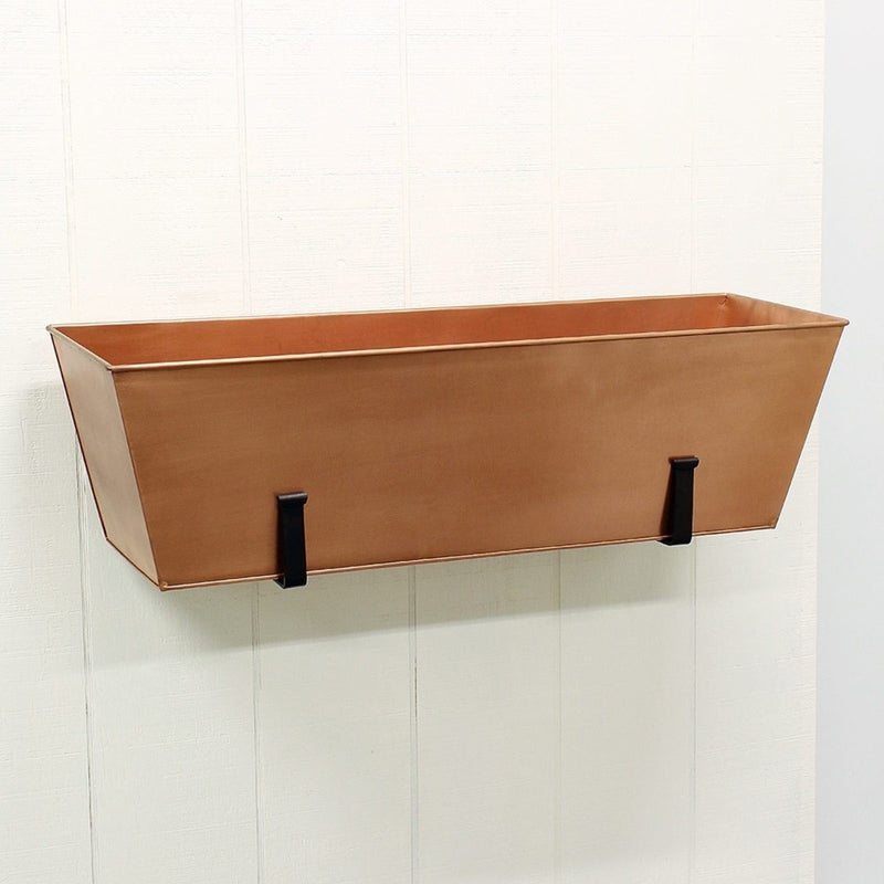 ACHLA Galvanized Tin Flower Box | Copper Finished Steel | Outdoor & Patio Planter | 34.5 x 11 x 10 in | Model C-82C