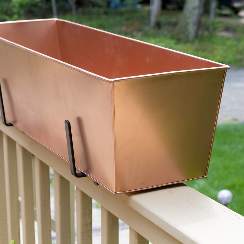 ACHLA Galvanized Tin Flower Box | Copper Finished Steel | Outdoor & Patio Planter | 34.5 x 11 x 10 in | Model C-82C