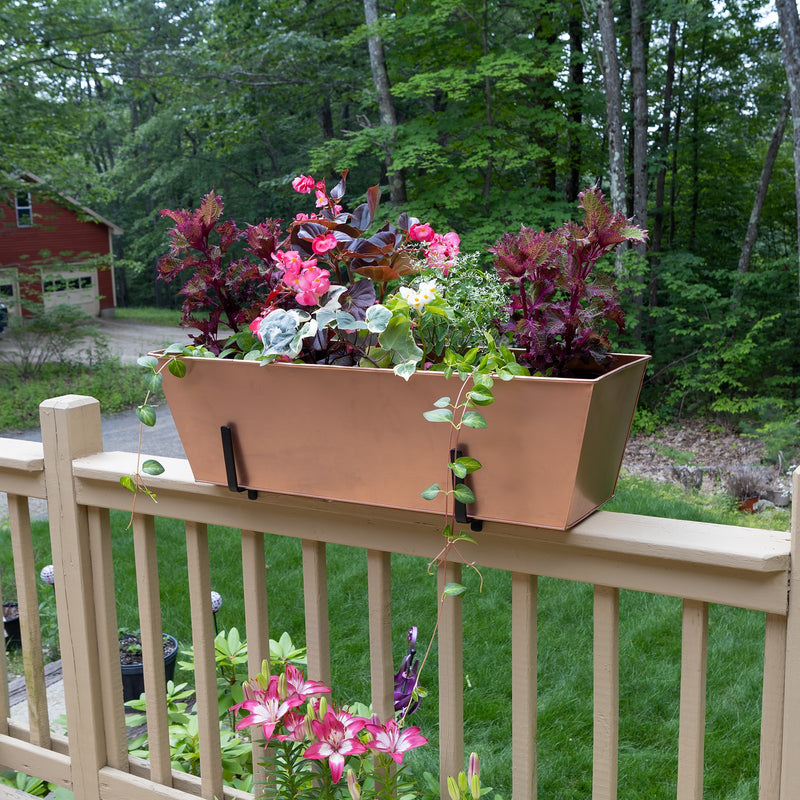 ACHLA Galvanized Tin Flower Box | Copper Finished Steel | Outdoor & Patio Planter | 34.5 x 11 x 10 in | Model C-82C