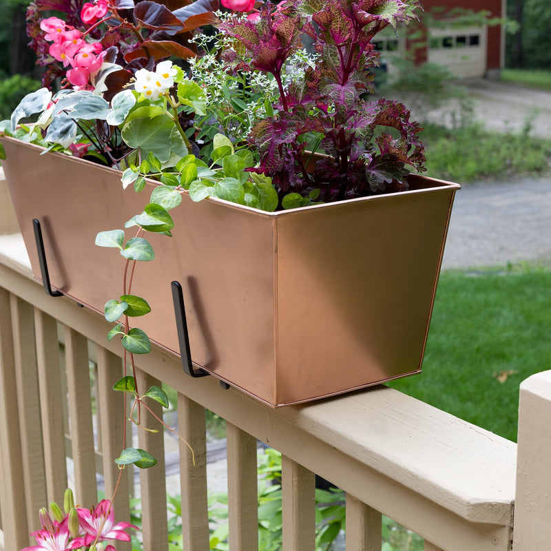 ACHLA Galvanized Tin Flower Box | Copper Finished Steel | Outdoor & Patio Planter | 34.5 x 11 x 10 in | Model C-82C