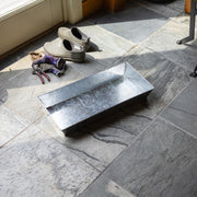 ACHLA Antiqued Tray Small | Galvanized Steel Serving Tray | Plant Grouping & Table Protection | 19.75 x 9.5 x 3 in | Model C-90