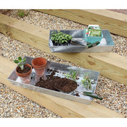 ACHLA Antiqued Tray Large | Galvanized Steel Planter Tray | Indoor Plant & Potting Bench | 24 x 11 x 3 in | Model C-91