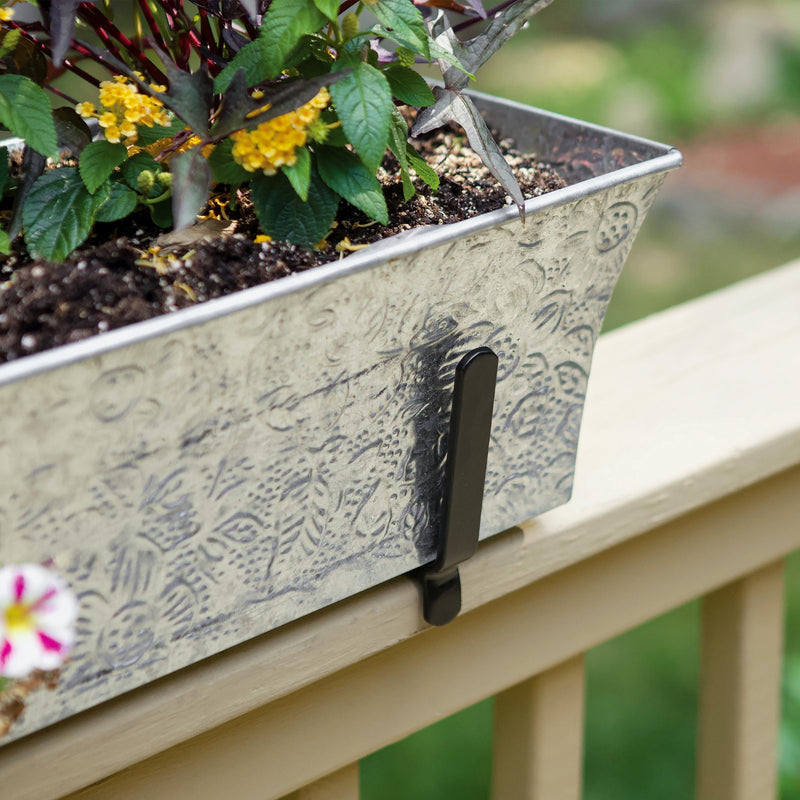 ACHLA Deck Bracket Kit II | Verdigris Iron & Tin Planter Box | Deck Railing & Balcony Flower Box | 24 x 8 x 6 in | Model C04-K6