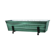 ACHLA Small Flower Box with Brackets for 2x6 Railings | Green Patina Galvanized Steel and Black Wrought Iron | Porch & Deck Railing | Model C08-K6