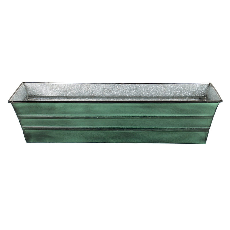 ACHLA Small Green Flower Box with Wall Brackets | Cape Cod White Galvanized Steel and Black Wrought Iron | Front Porch & Balcony | Model C08-WM
