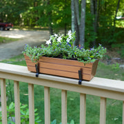 ACHLA Small Flower Box with Brackets | Copper Plated Galvanized Steel and Black Wrought Iron | Deck & Balcony Railing Planter | Model C08C-K6