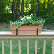ACHLA Small Flower Box with Brackets | Copper Plated Galvanized Steel and Black Wrought Iron | Deck & Balcony Railing Planter | Model C08C-K6