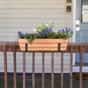 ACHLA Small Copper Flower Box with Clamp-On Brackets | Galvanized Steel and Wrought Iron | Front Porch & Balcony Planter | Model C08C-RM