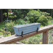 ACHLA Small Flower Box Kit for 2x6 Railings | Nantucket Blue Galvanized Steel Planter with Black Wrought Iron Brackets | Porch | Model C08NB-K6