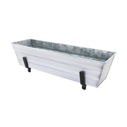 ACHLA Small Flower Box Kit for 2x4 Railings | Cape Cod White Galvanized Steel and Black Wrought Iron | Porch & Deck Railing Planter | Model C08W-K4