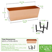 ACHLA Handrail Flowerbox Bracket Kit for 2x6" Rail | Copper Plated Galvanized Steel | Outdoor Railing & Balcony Planter | Model C09C-K6