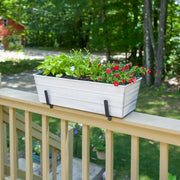 ACHLA Medium Flower Box Kit for 2x6 Railings | Cape Cod White Galvanized Steel and Black Wrought Iron | Front Porch & Deck Railing | Model C20W-K6