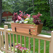 ACHLA Large Flower Box with Brackets | Copper Plated Galvanized Steel and Black Wrought Iron | Deck & Balcony Railing Planter | Model C21C-K6