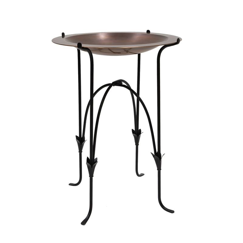 ACHLA Phoebe 24in Birdbath and Stand | Antique Copper Brass Bowl on Black Wrought Iron Base | Garden & Patio Bird Bath | Model CBB-01-S15