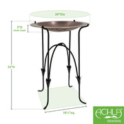 ACHLA Phoebe 24in Birdbath and Stand | Antique Copper Brass Bowl on Black Wrought Iron Base | Garden & Patio Bird Bath | Model CBB-01-S15