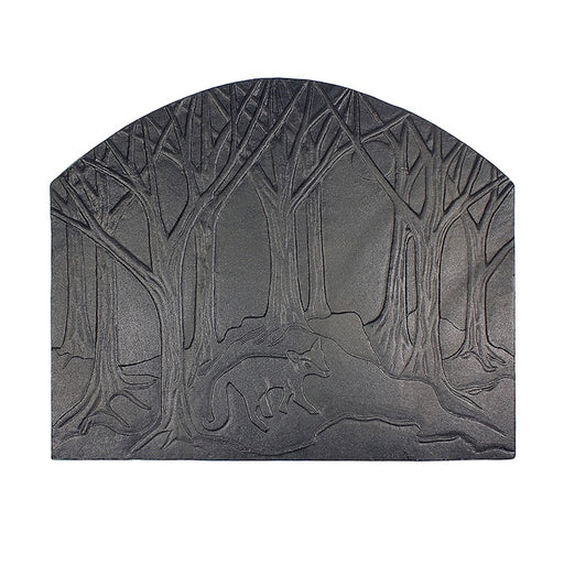 ACHLA Forest Fox Fireback | Cast Iron Matte Black Fireplace Decor | Hearth & Fireplace Accessory | 1 x 24 x 28 in | Model CFB-15