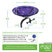 ACHLA 12" Crackle Bowl with Over Rail Bracket, Cobalt Blue
